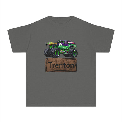 Youth Monster Truck Tee — Personalized "Trenton" Name Design
