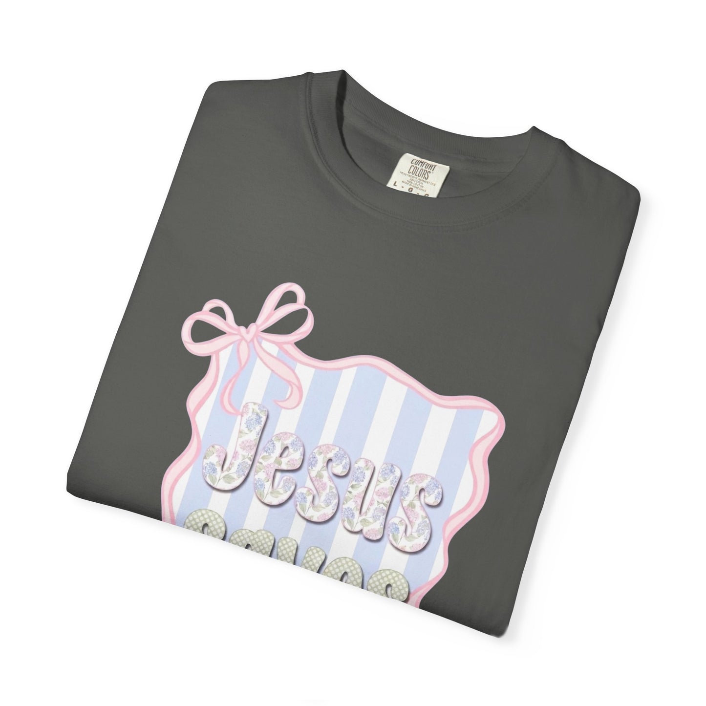 Jesus Saves I Present T-Shirt — Pastel Ribbon Christian Tee
