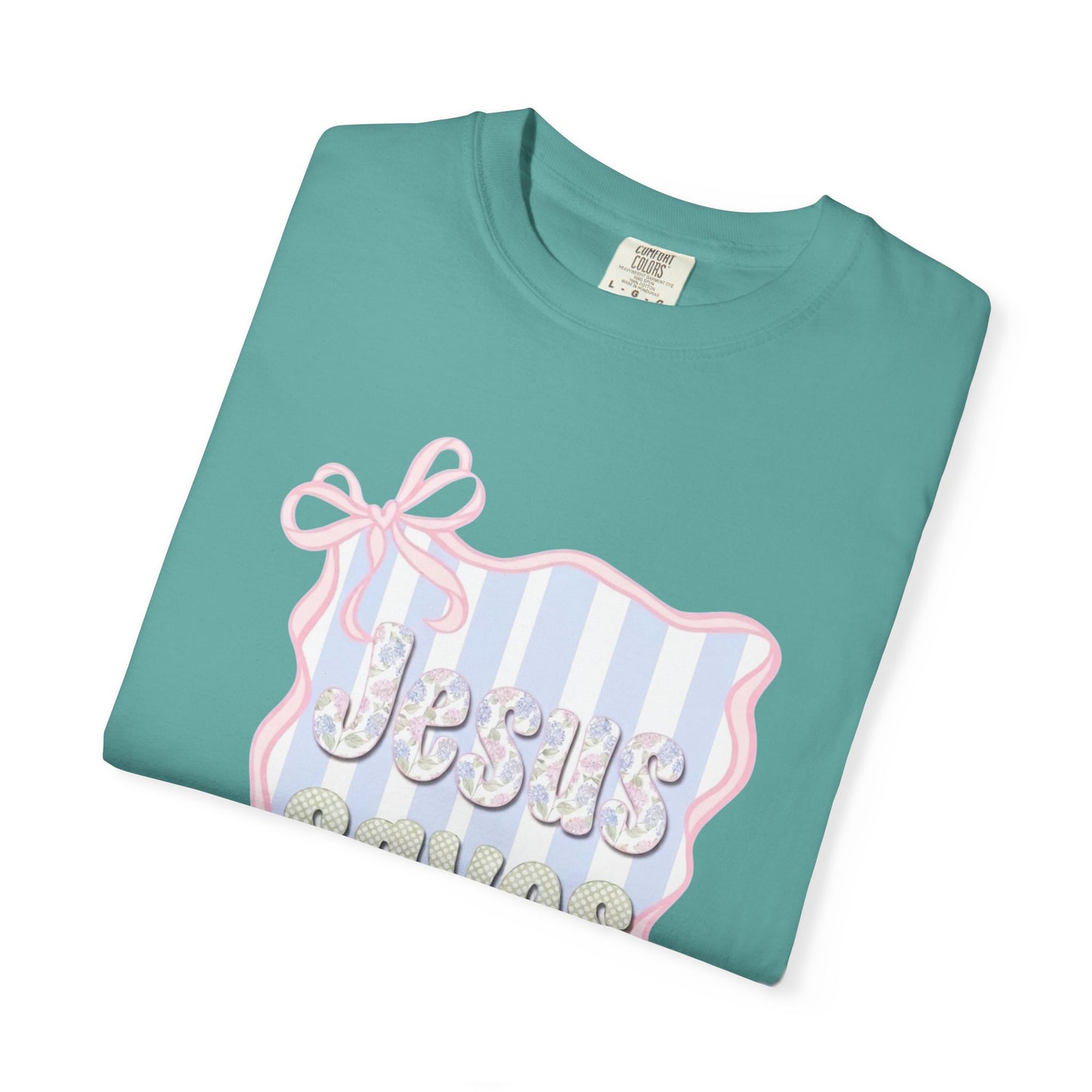 Jesus Saves I Present T-Shirt — Pastel Ribbon Christian Tee