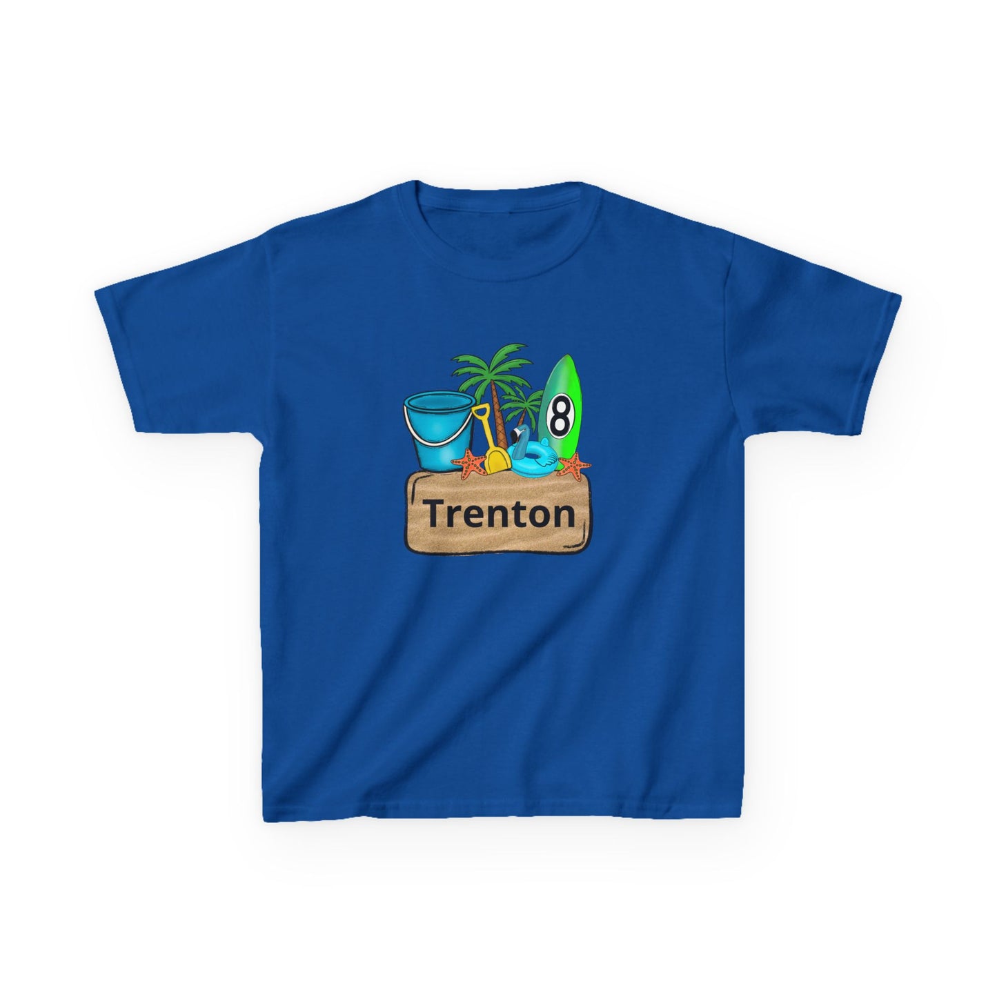 Kids Tee — Personalized Beach Design with Name (Trenton)