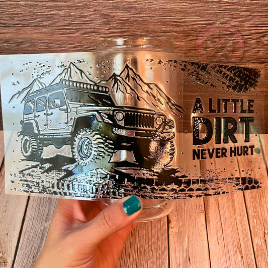 16 oz. Glass Cup With Design UV DTF