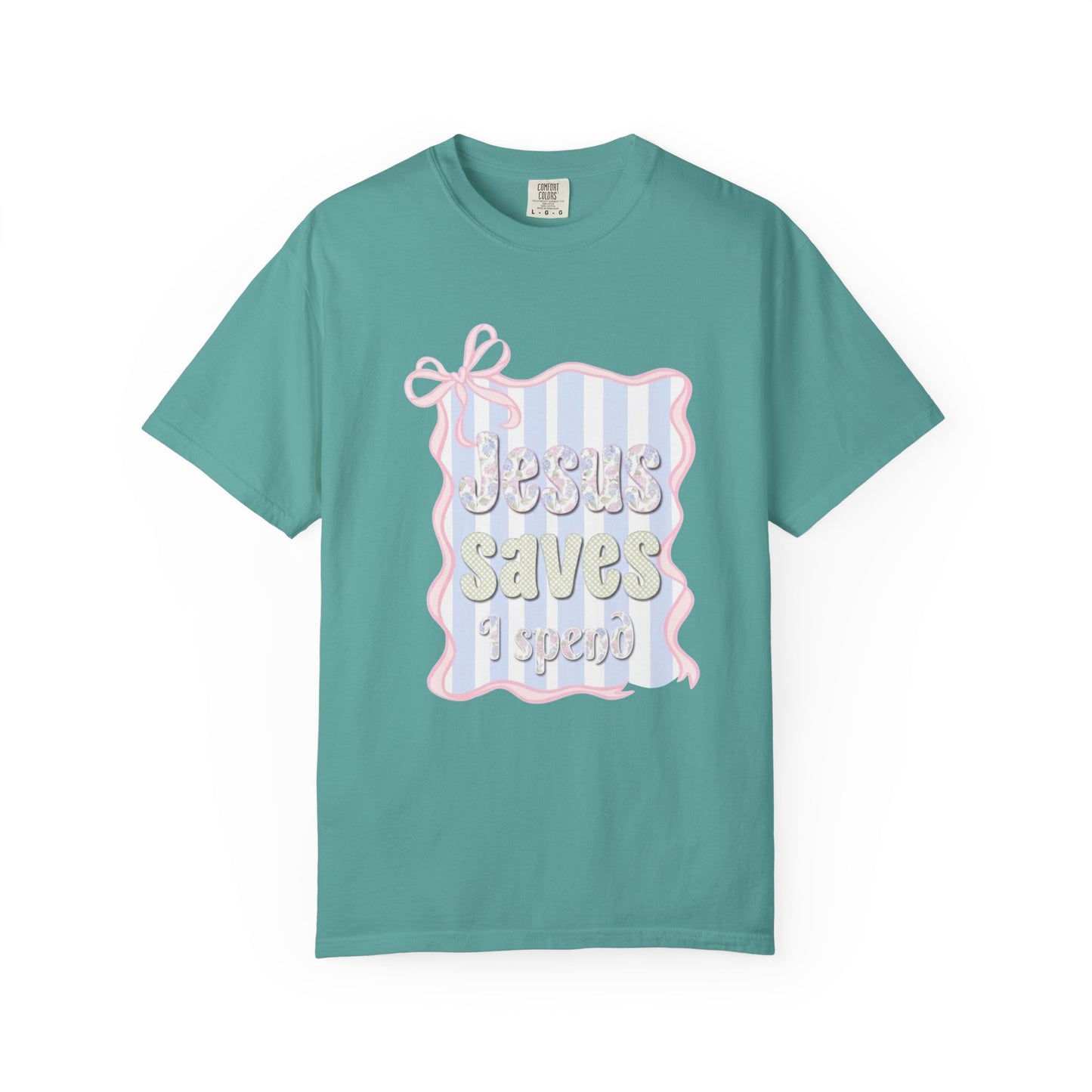 Jesus Saves I Present T-Shirt — Pastel Ribbon Christian Tee