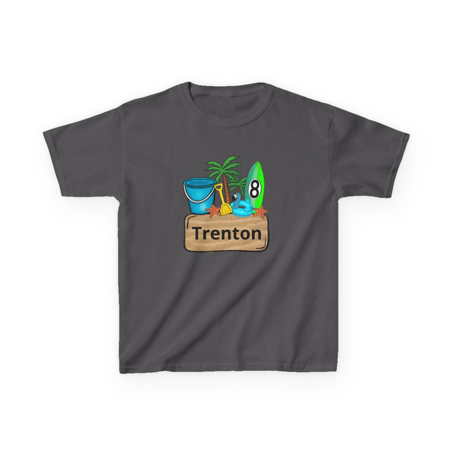 Kids Tee — Personalized Beach Design with Name (Trenton)