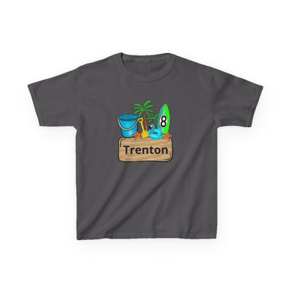 Kids Tee — Personalized Beach Design with Name (Trenton)