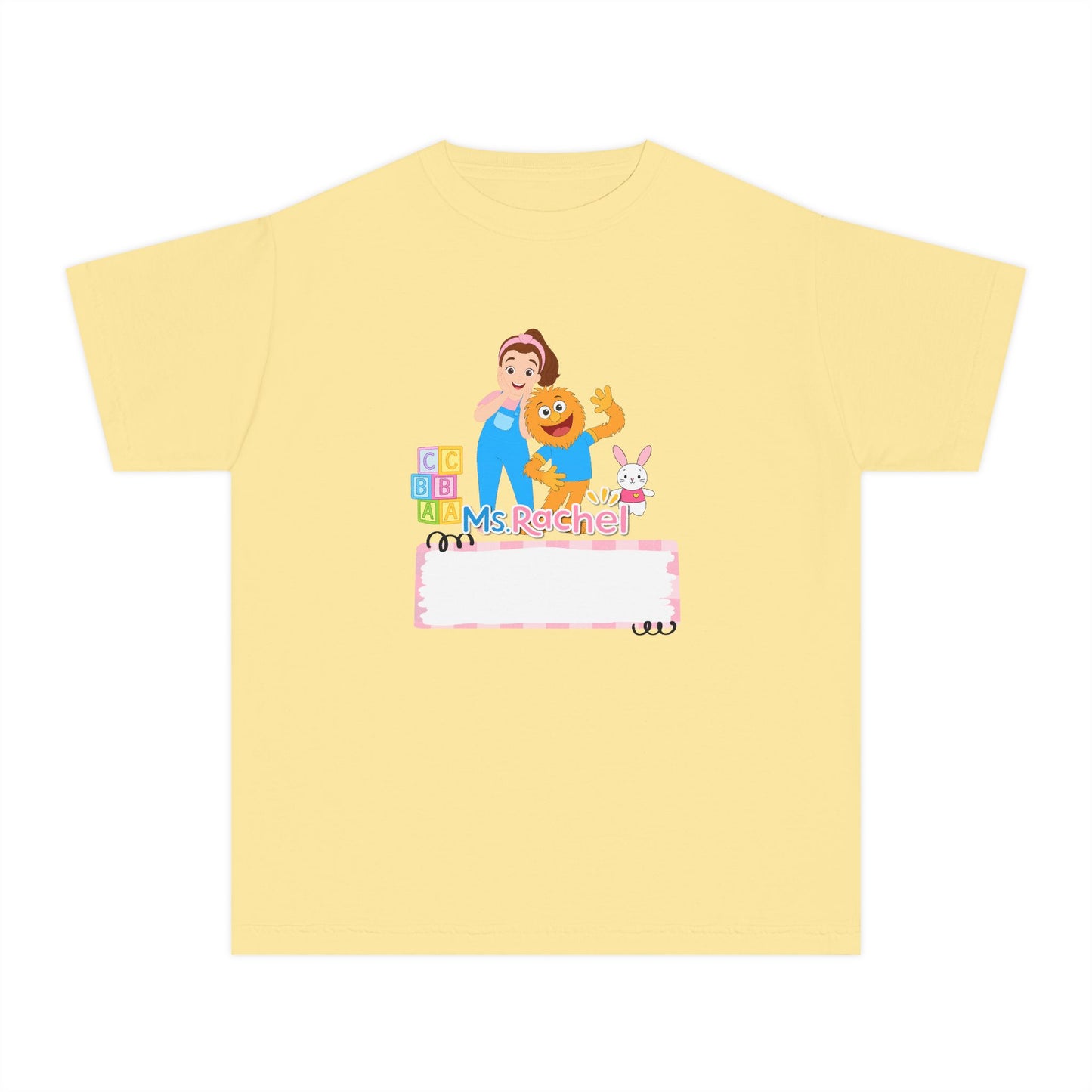 Youth Name-Label T-Shirt - Cute Preschool Daycare Shirt with Blocks & Bunny