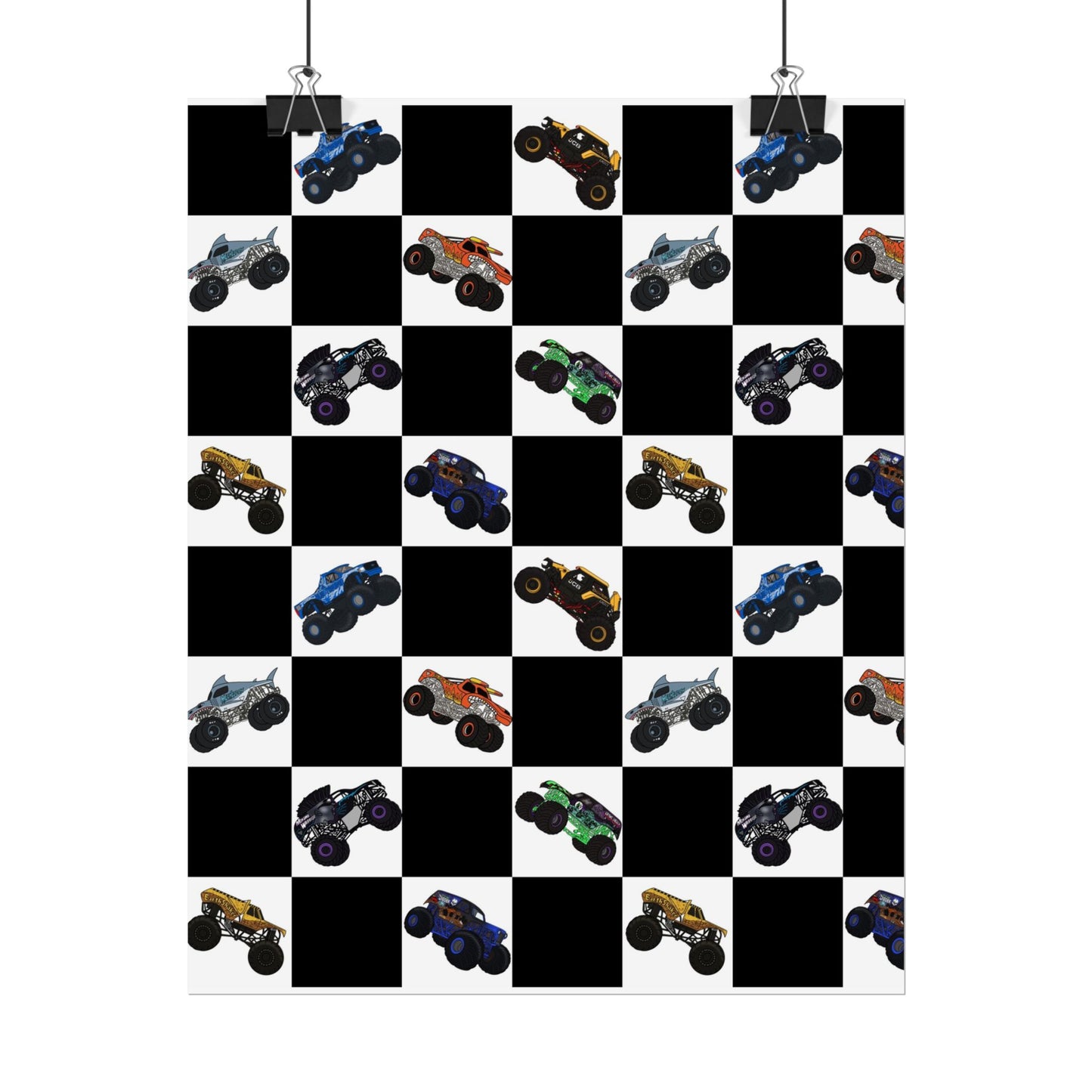 Monster Truck Checkered Poster – Kids Room Wall Art