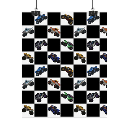 Monster Truck Checkered Poster – Kids Room Wall Art
