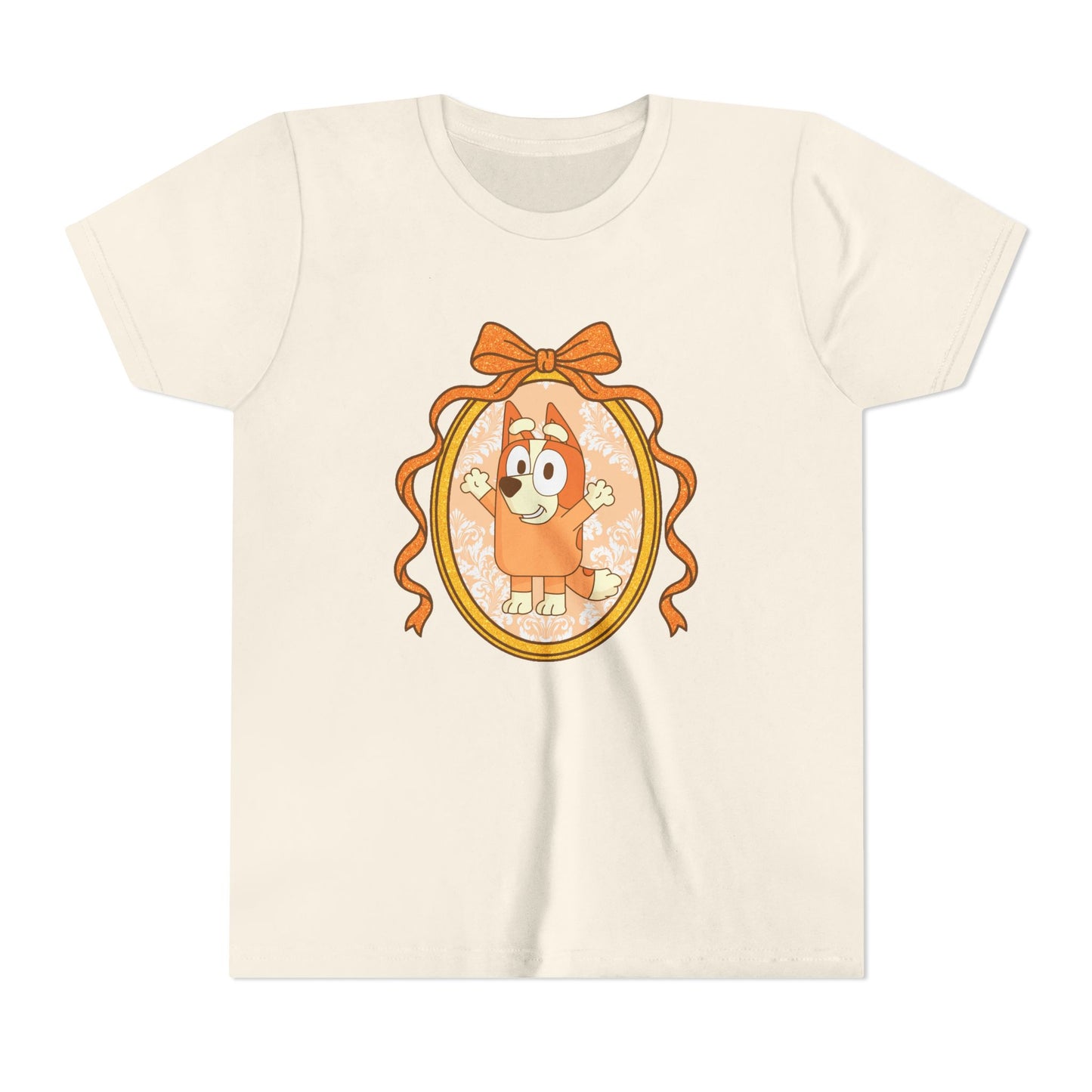 Youth Tee — Cute Orange Dog Portrait with Bow (Kids' Animal Shirt)
