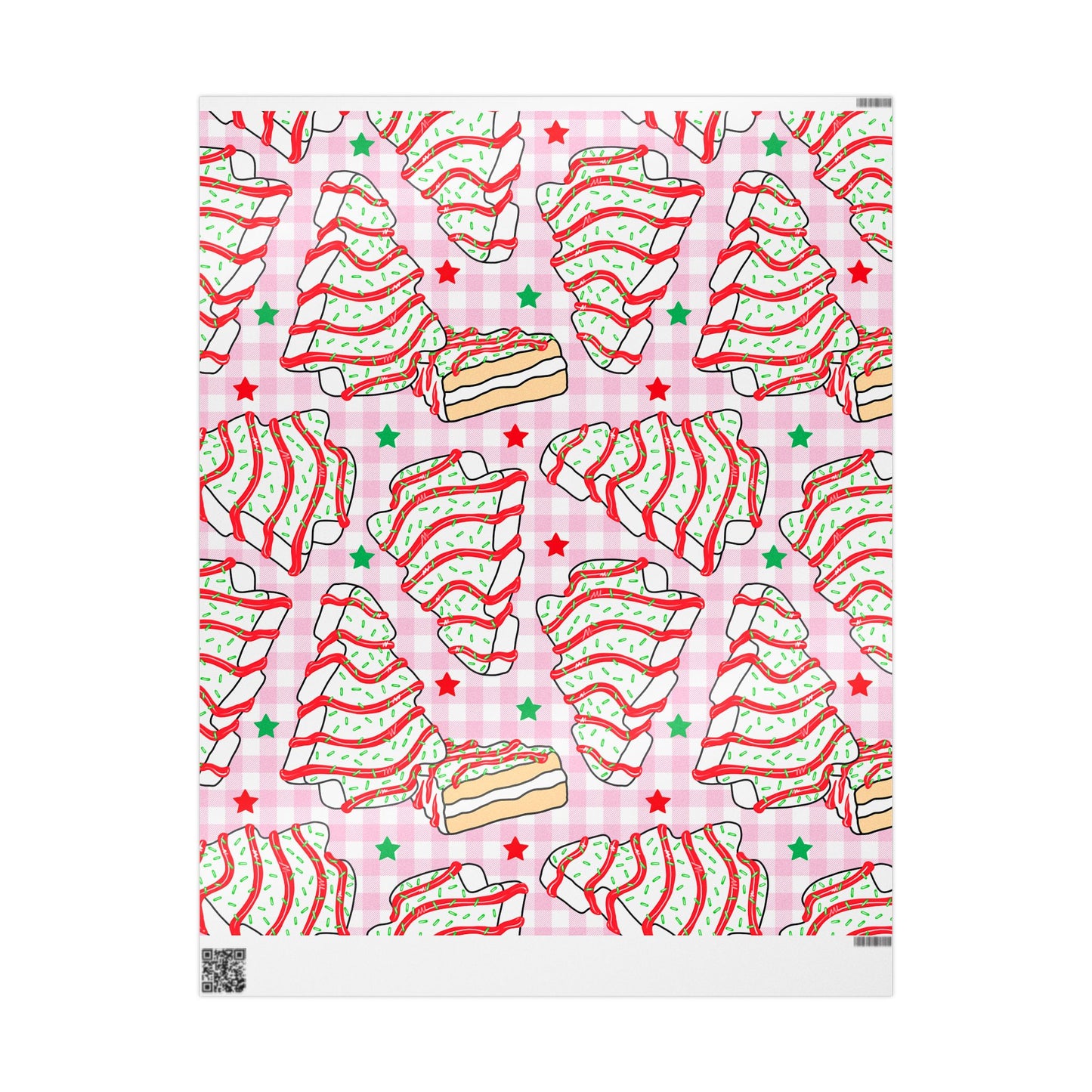 Wrapping Paper - Festive Strawberry Layer Cake Pattern (Holiday Gift Wrap)