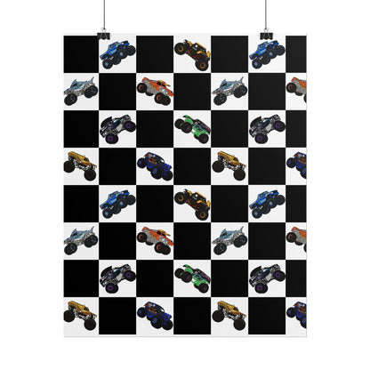Monster Truck Checkered Poster – Kids Room Wall Art