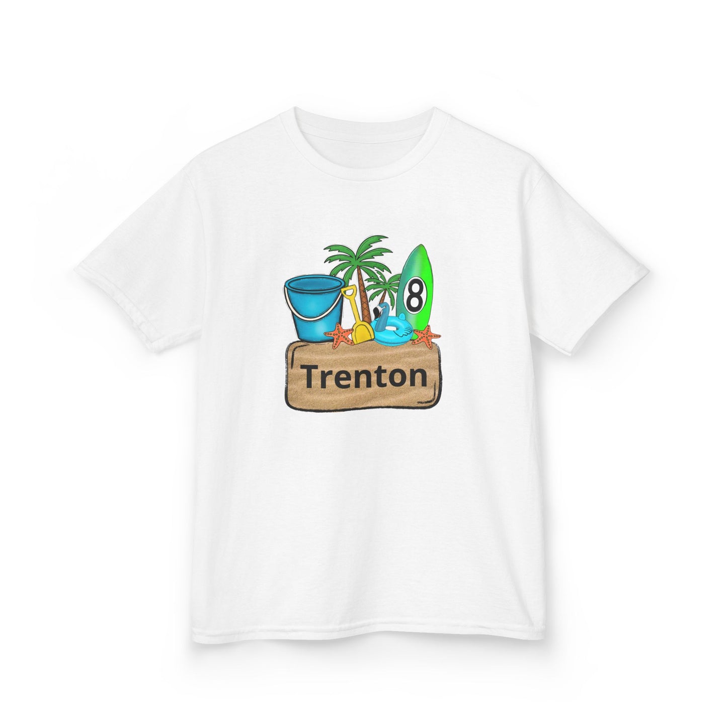 Kids Tee — Personalized Beach Design with Name (Trenton)
