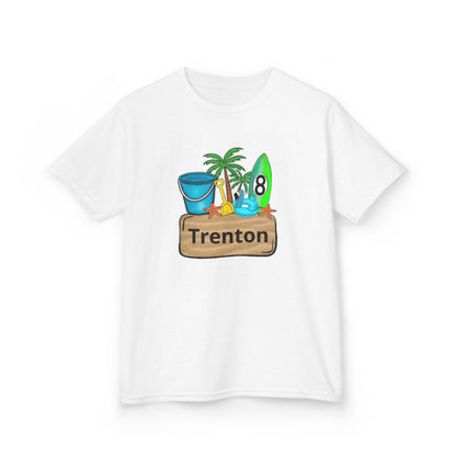 Kids Tee — Personalized Beach Design with Name (Trenton)