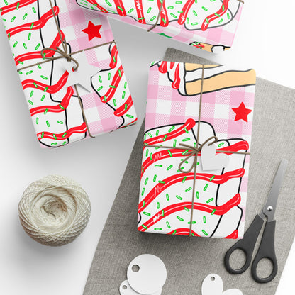 Wrapping Paper - Festive Strawberry Layer Cake Pattern (Holiday Gift Wrap)