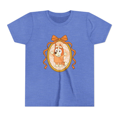 Youth Tee — Cute Orange Dog Portrait with Bow (Kids' Animal Shirt)