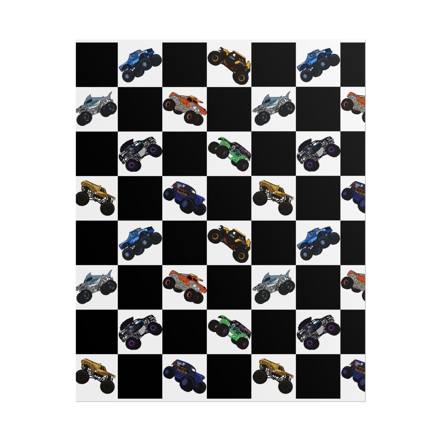 Monster Truck Checkered Poster – Kids Room Wall Art