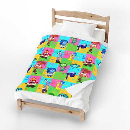 Inside Out Characters Velveteen Plush Blanket – Colorful Emotions Throw for Kids