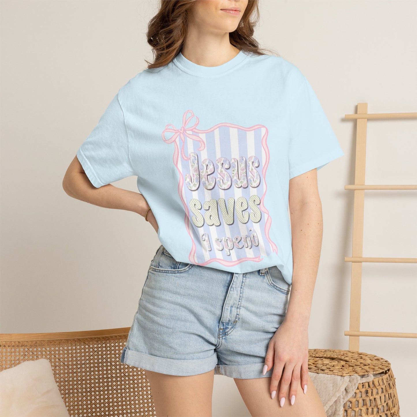 Jesus Saves I Present T-Shirt — Pastel Ribbon Christian Tee