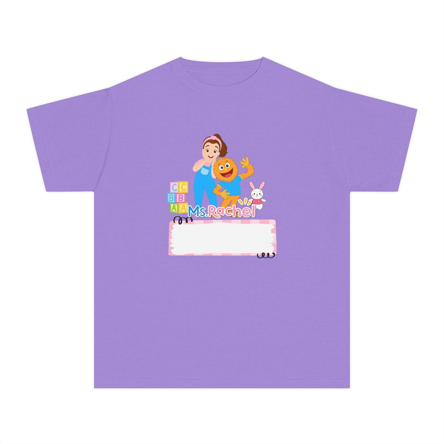 Youth Name-Label T-Shirt - Cute Preschool Daycare Shirt with Blocks & Bunny