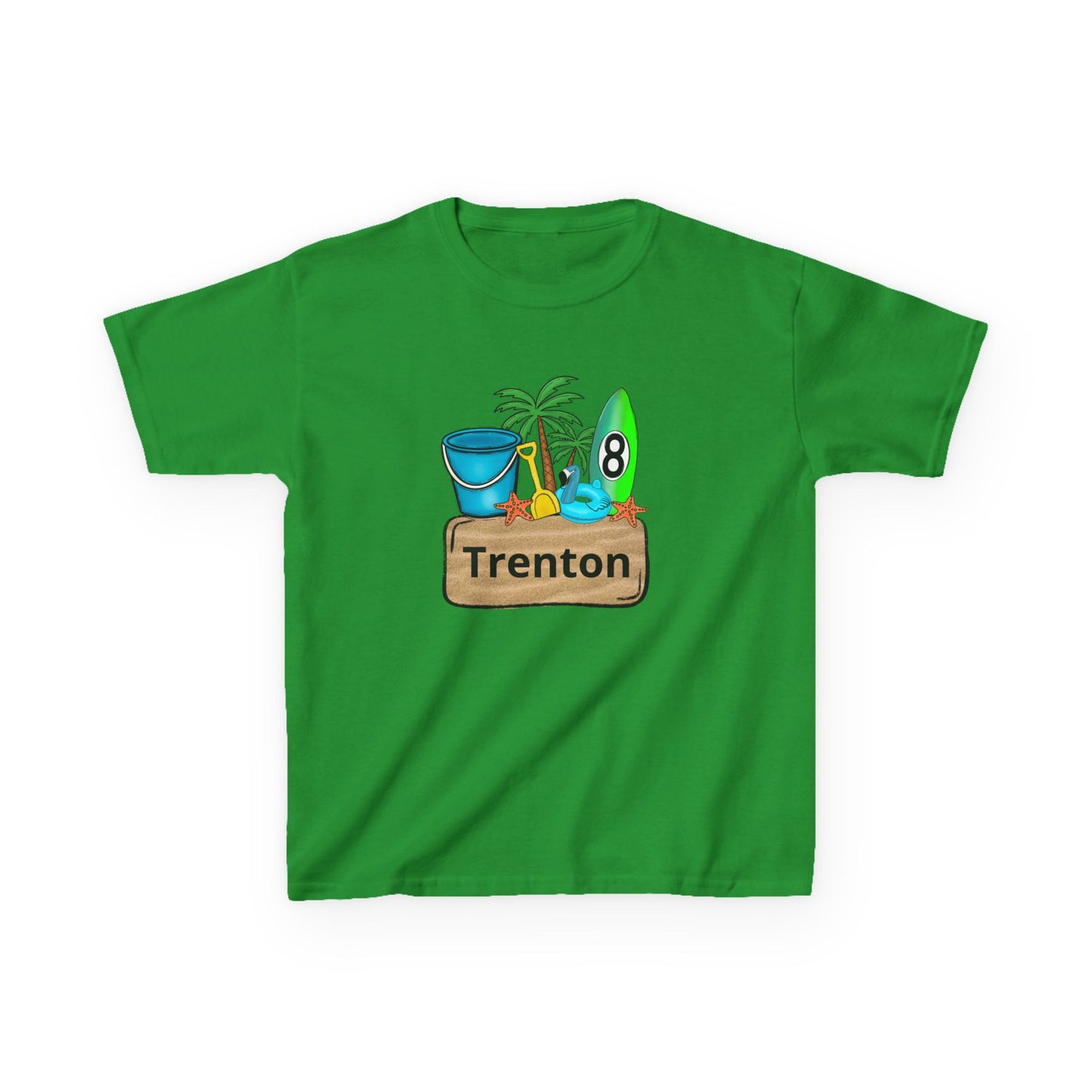 Kids Tee — Personalized Beach Design with Name (Trenton)