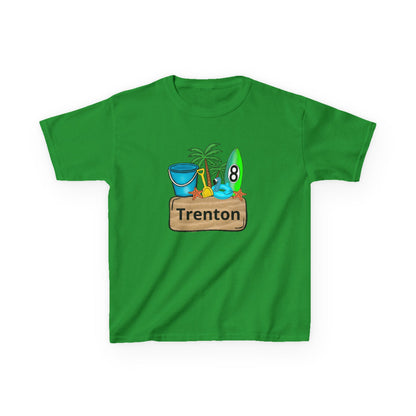 Kids Tee — Personalized Beach Design with Name (Trenton)