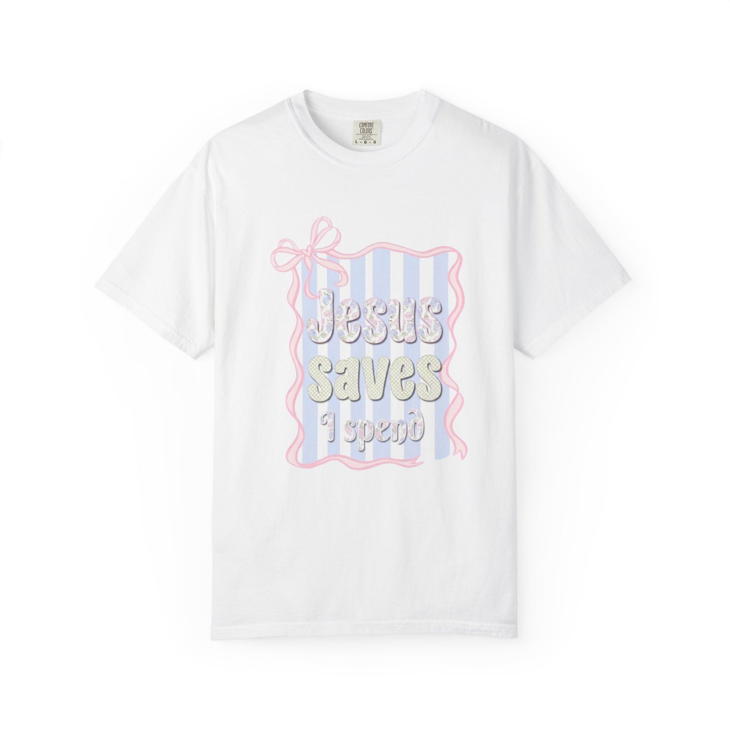 Jesus Saves I Present T-Shirt — Pastel Ribbon Christian Tee