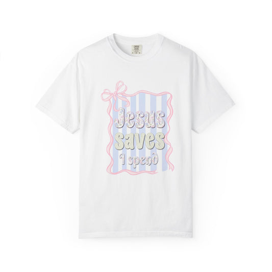 Jesus Saves I Present T-Shirt — Pastel Ribbon Christian Tee
