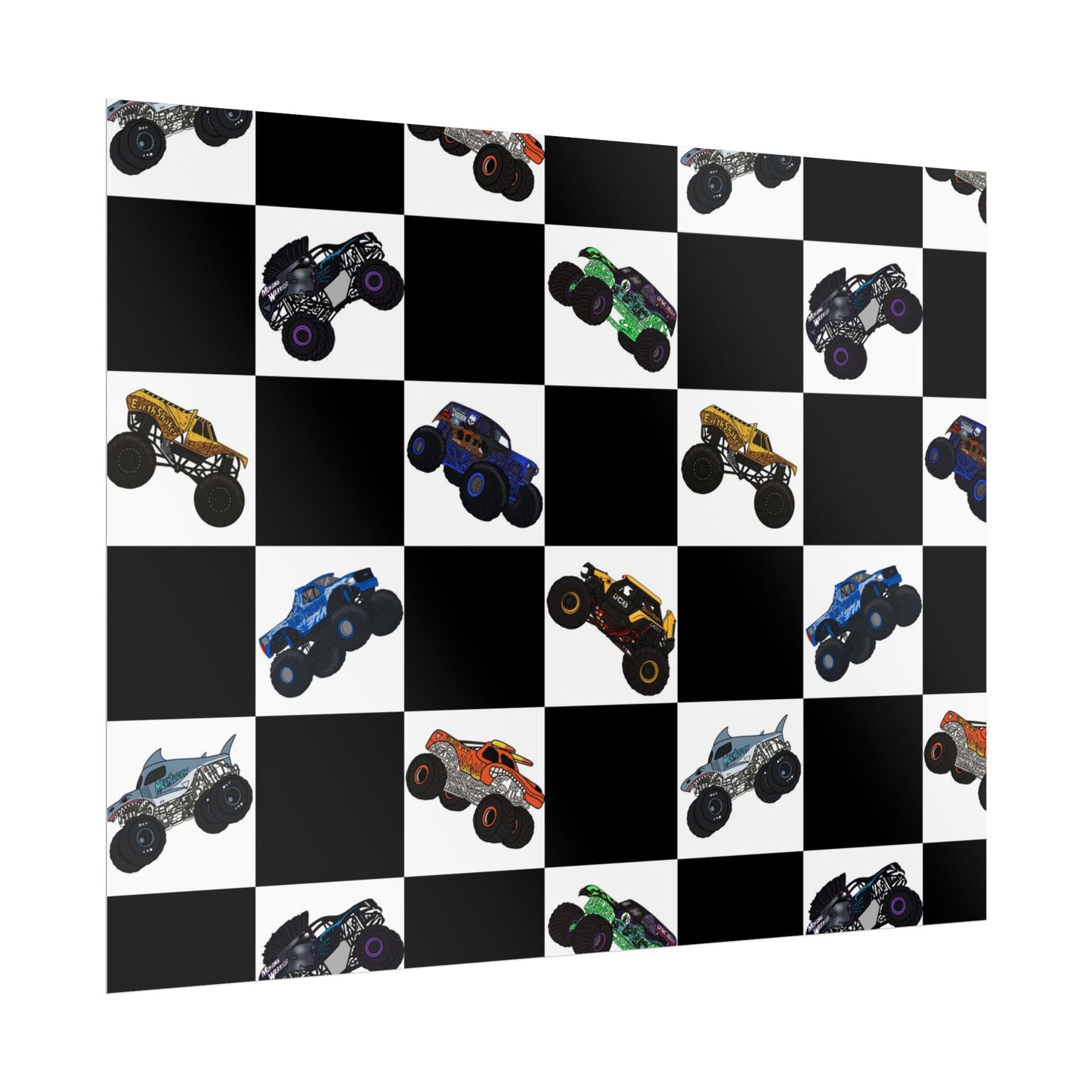 Monster Truck Checkered Poster – Kids Room Wall Art