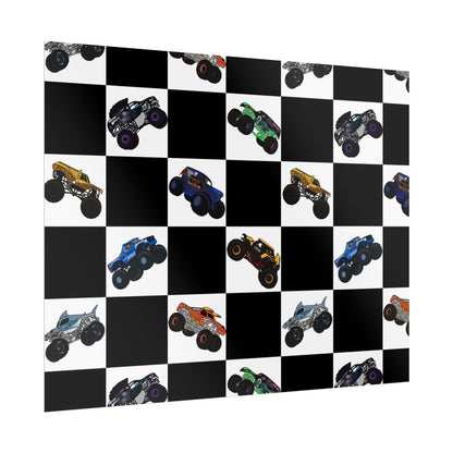 Monster Truck Checkered Poster – Kids Room Wall Art