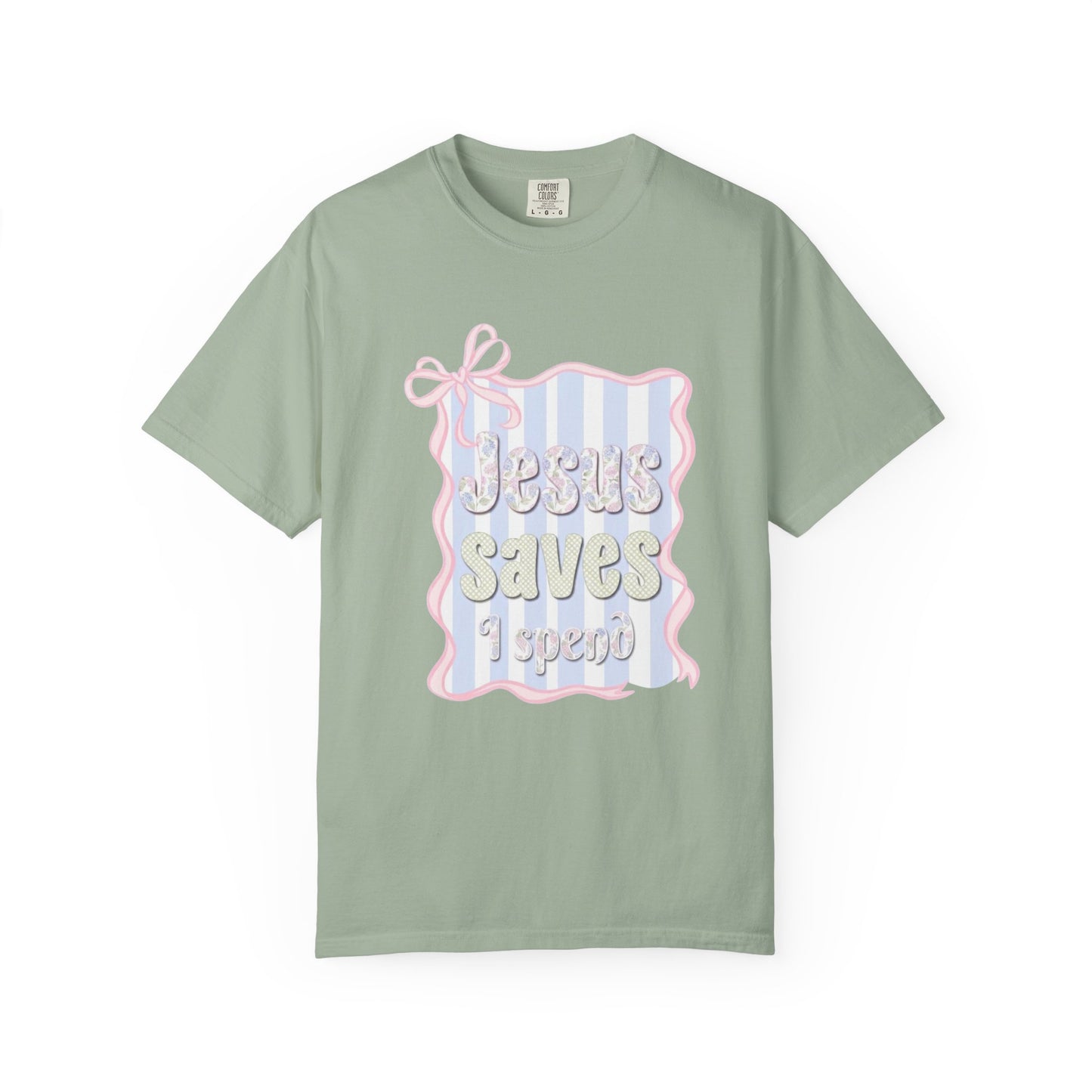 Jesus Saves I Present T-Shirt — Pastel Ribbon Christian Tee