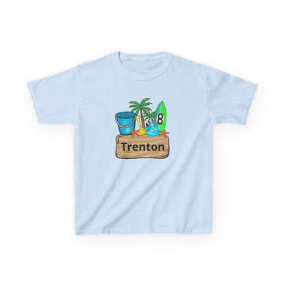 Kids Tee — Personalized Beach Design with Name (Trenton)