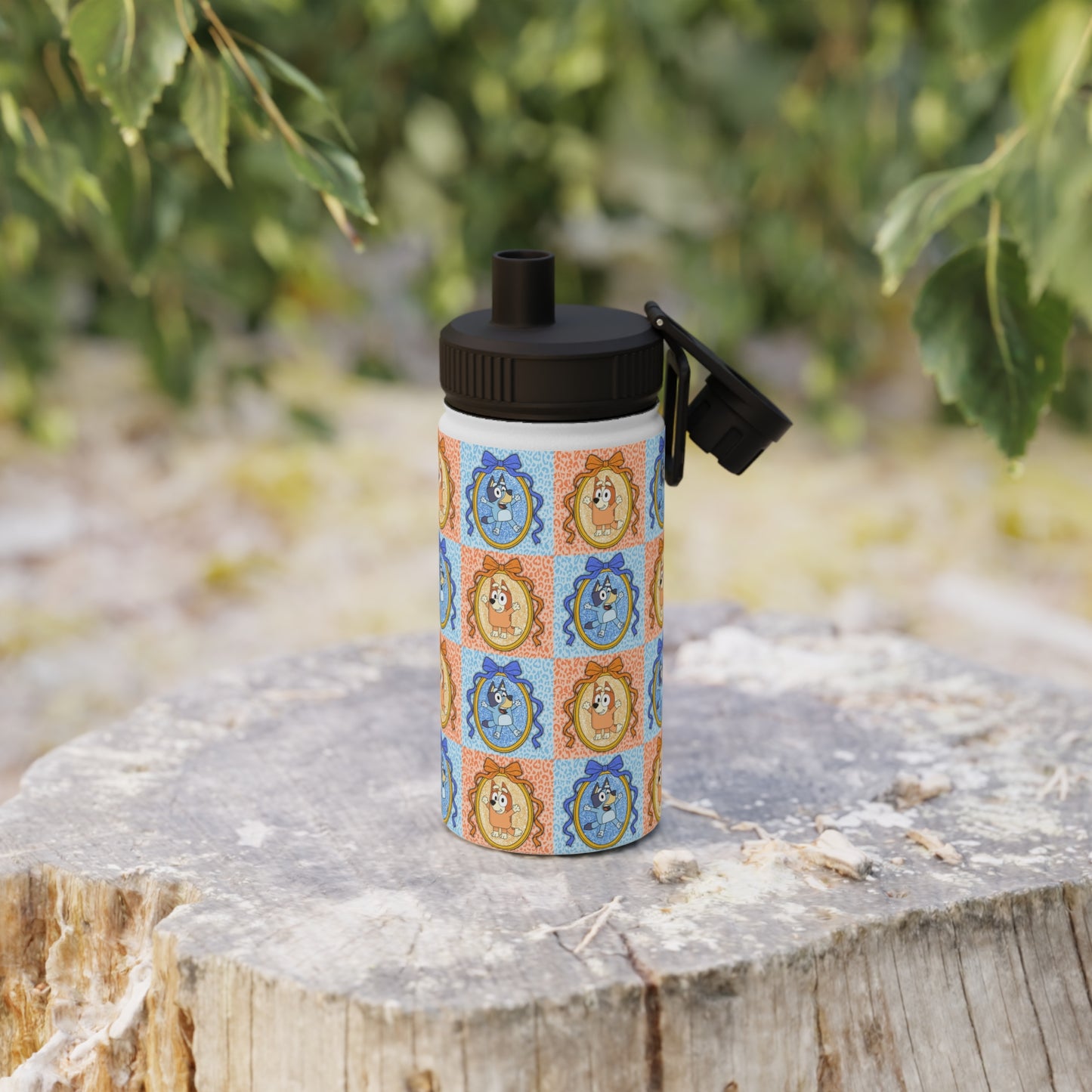 Stainless Steel Water Bottle — Cute Pastel Cartoon Animal Pattern Sports Bottle