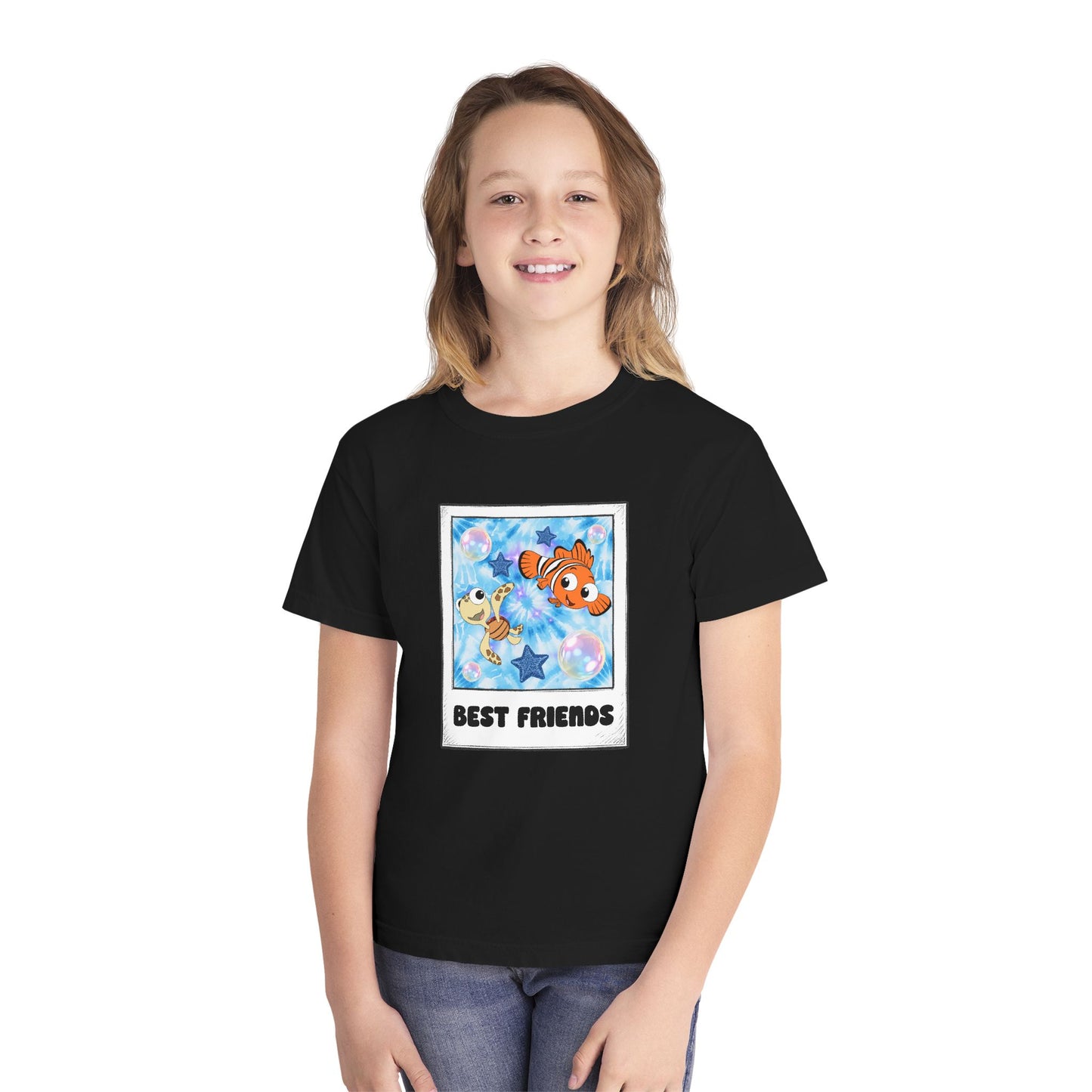 Youth Tee — 'Best Friends' Playful Fish Polaroid Graphic
