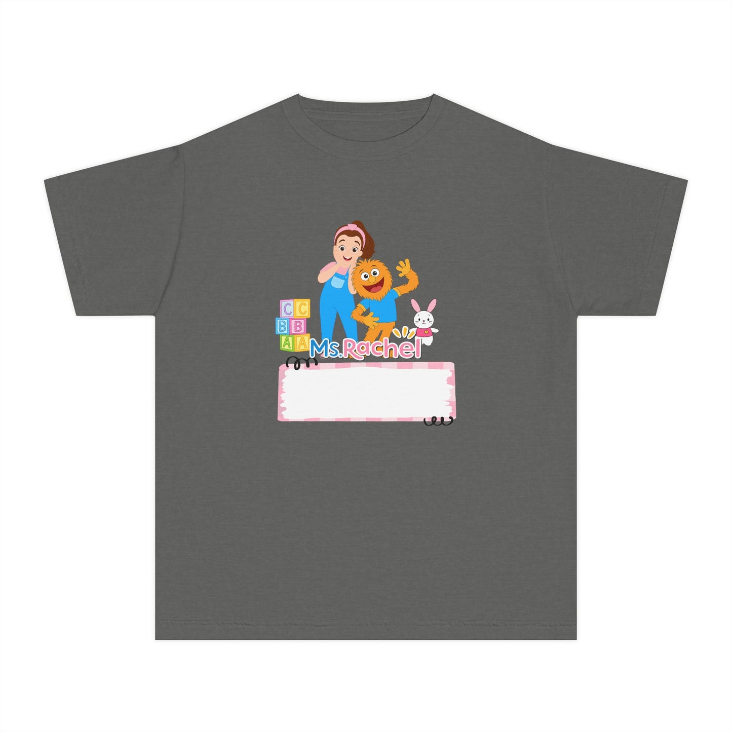 Youth Name-Label T-Shirt - Cute Preschool Daycare Shirt with Blocks & Bunny