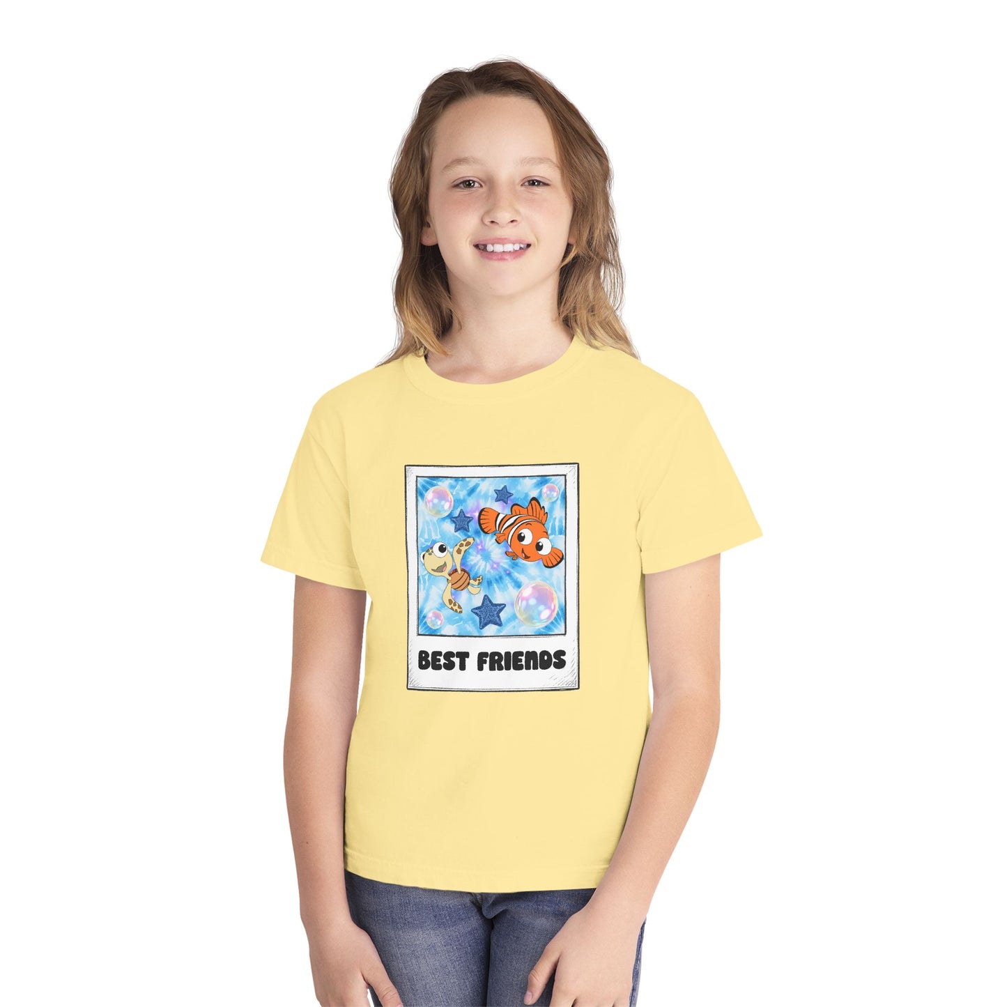 Youth Tee — 'Best Friends' Playful Fish Polaroid Graphic