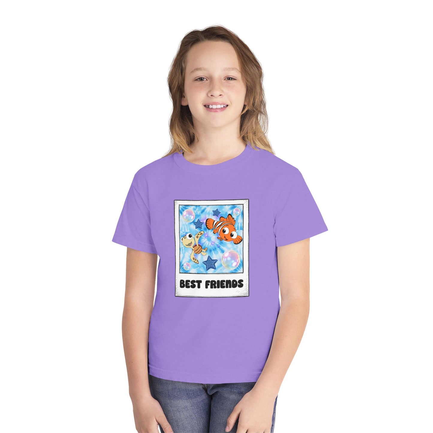 Youth Tee — 'Best Friends' Playful Fish Polaroid Graphic