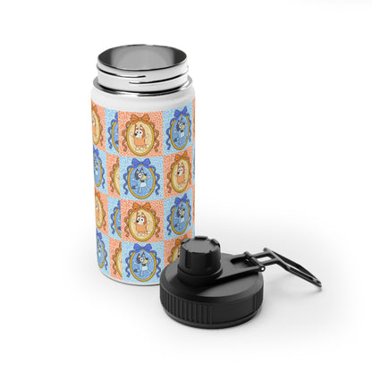 Stainless Steel Water Bottle — Cute Pastel Cartoon Animal Pattern Sports Bottle