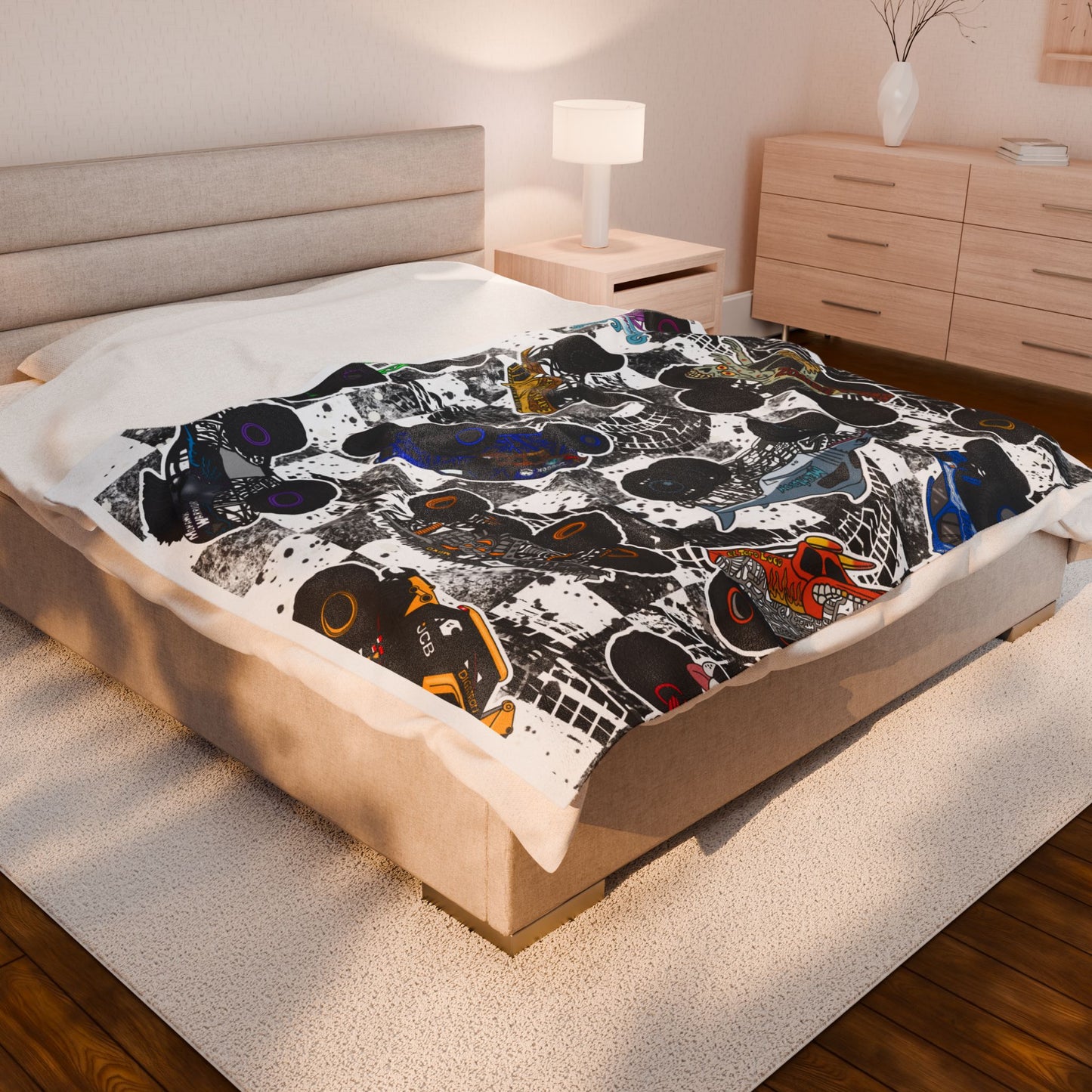 Plush Blanket — Retro Race Car Velveteen Throw
