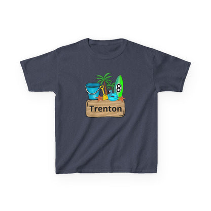 Kids Tee — Personalized Beach Design with Name (Trenton)
