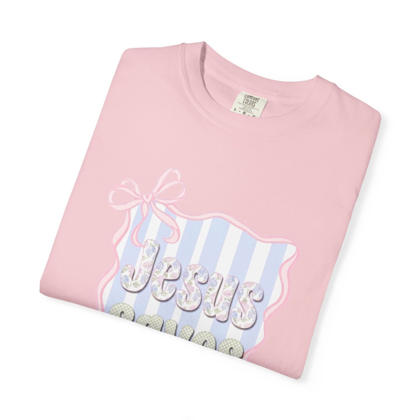 Jesus Saves I Present T-Shirt — Pastel Ribbon Christian Tee