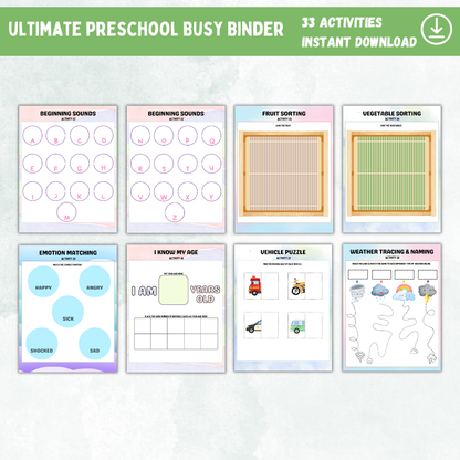 Printable Preschool Busy Binder - Digital Download - Tactical Guardian