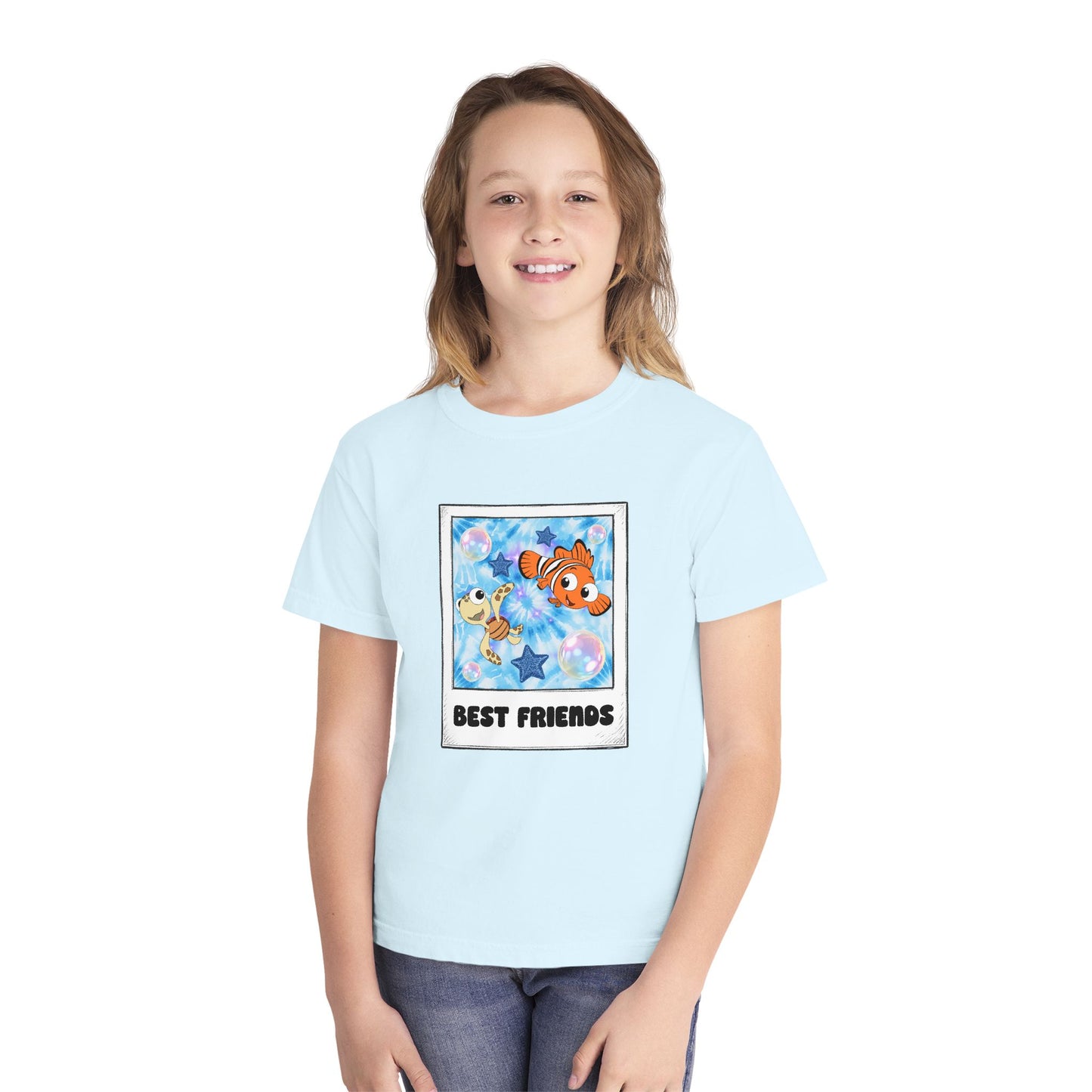 Youth Tee — 'Best Friends' Playful Fish Polaroid Graphic