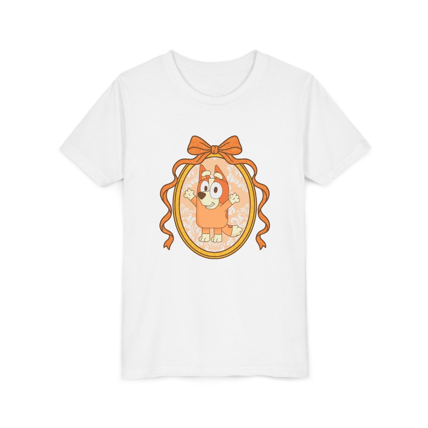 Youth Tee — Cute Orange Dog Portrait with Bow (Kids' Animal Shirt)