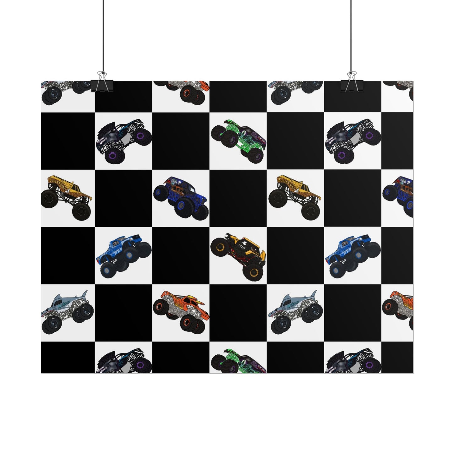 Monster Truck Checkered Poster – Kids Room Wall Art