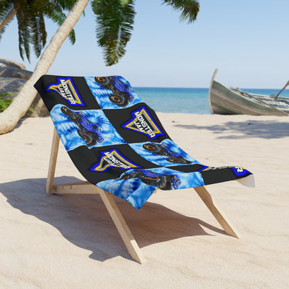 Monster Jam Blue Tie-Dye Beach Towel – Kids’ Monster Truck Logo Design