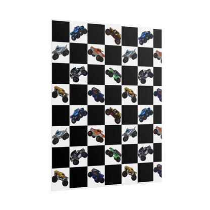 Monster Truck Checkered Poster – Kids Room Wall Art