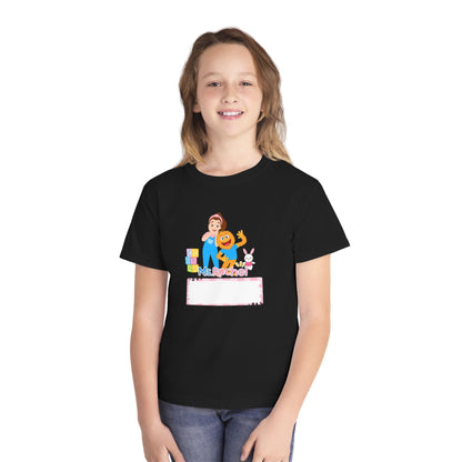 Youth Name-Label T-Shirt - Cute Preschool Daycare Shirt with Blocks & Bunny