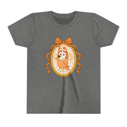 Youth Tee — Cute Orange Dog Portrait with Bow (Kids' Animal Shirt)