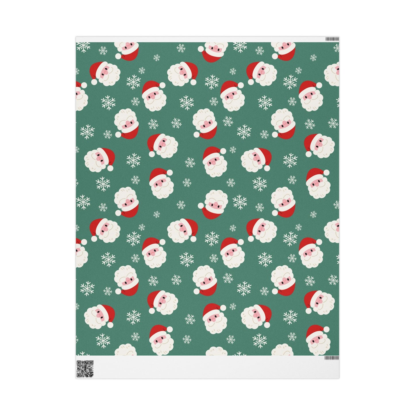 Christmas Santa Pattern Wrapping Paper — Festive Green Santa & Snowflake Gift Wrap