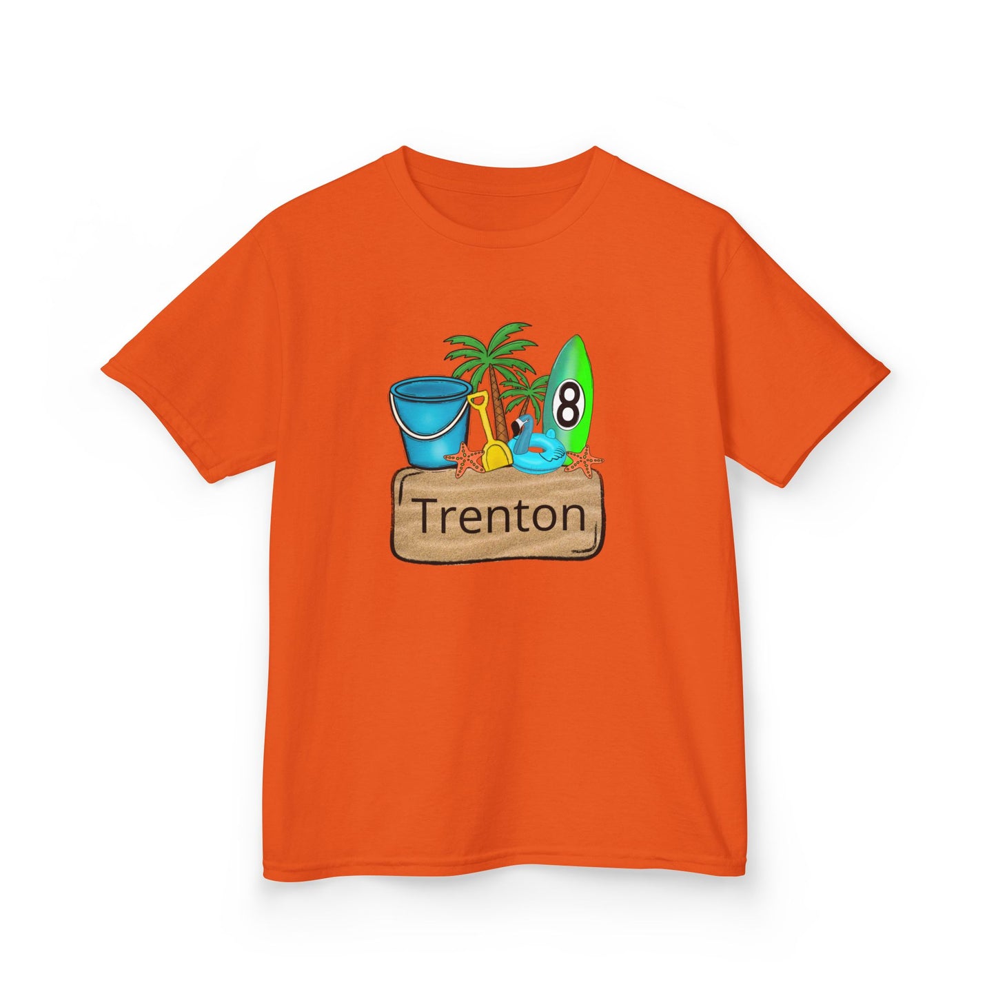 Kids Tee — Personalized Beach Design with Name (Trenton)