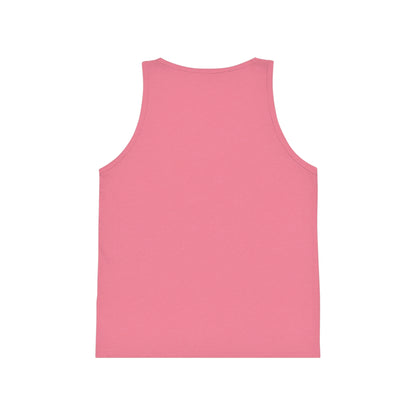 Kids Summer Beach Tank Top — Pink Crab, Surfboard & Sand Pail Graphic